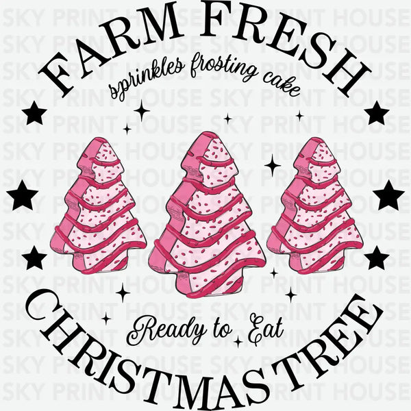 Pink Farm Fresh Christmas Tree - Christmas Ready to Press DTF Transfer