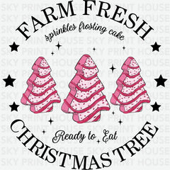 Pink Farm Fresh Christmas Tree - Christmas Ready to Press DTF Transfer