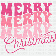 Pink Merry Christmas - Christmas Ready to Press DTF Transfer