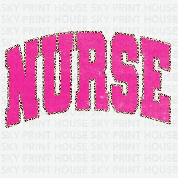 Pink Nurse with Leopard Frame - Nurse Ready to Press DTF Transfer