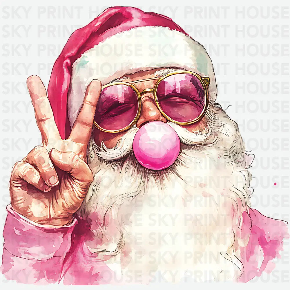 Pink Santa - Christmas Ready to Press DTF Transfer