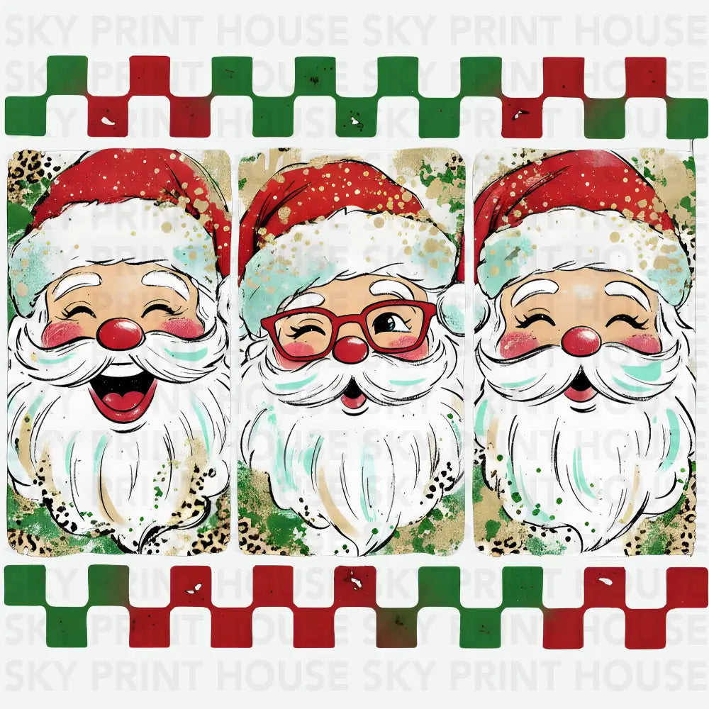 Preppy Brushstroke Christmas Santa - Christmas Ready to Press DTF Transfer
