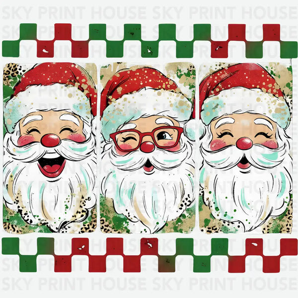 Preppy Brushstroke Christmas Santa - Christmas Ready to Press DTF Transfer