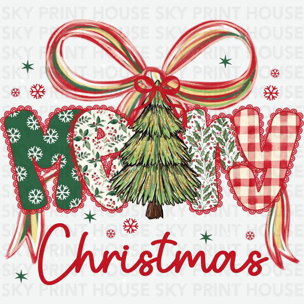 Preppy Lace Merry Christmas Tree - Christmas Ready to Press DTF Transfer