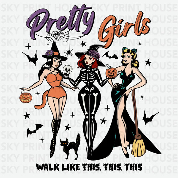 Pretty Girls Witches - Halloween Ready to Press DTF Transfer
