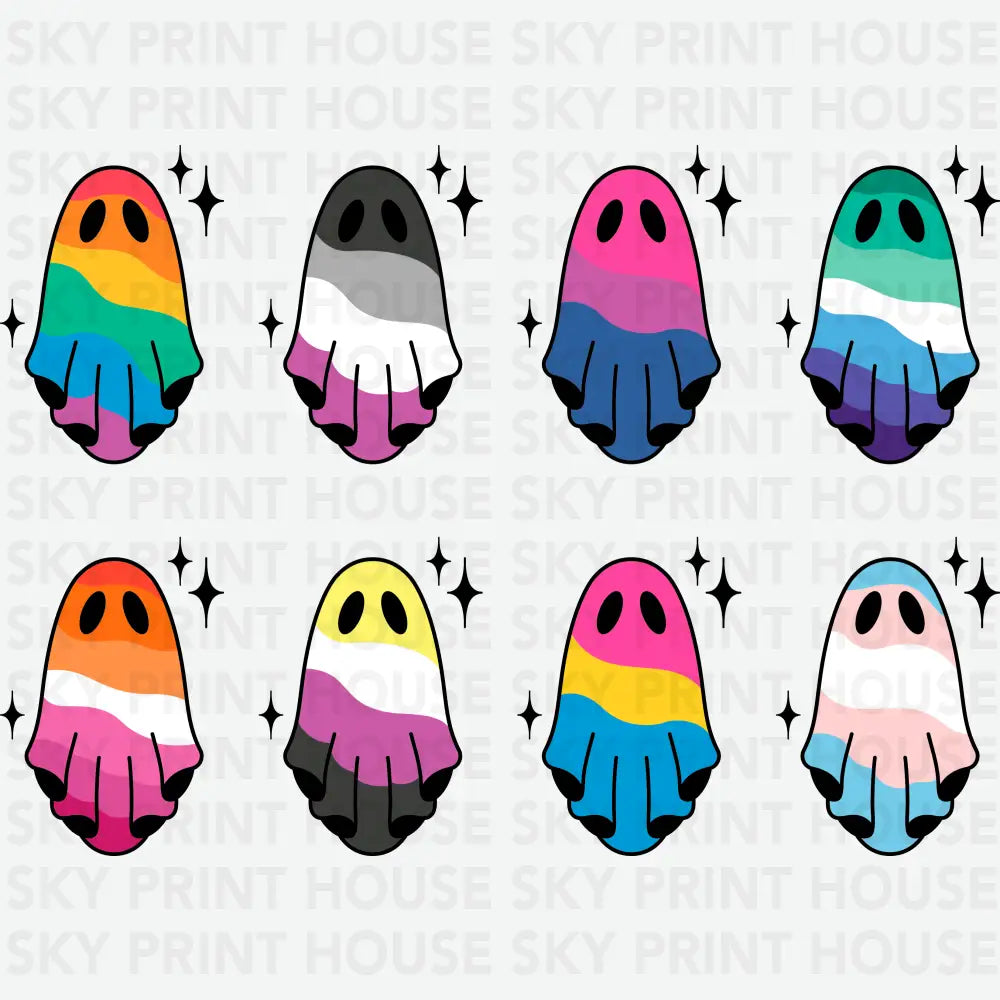 Pride Ghosts Halloween Ready to Press DTF Transfer
