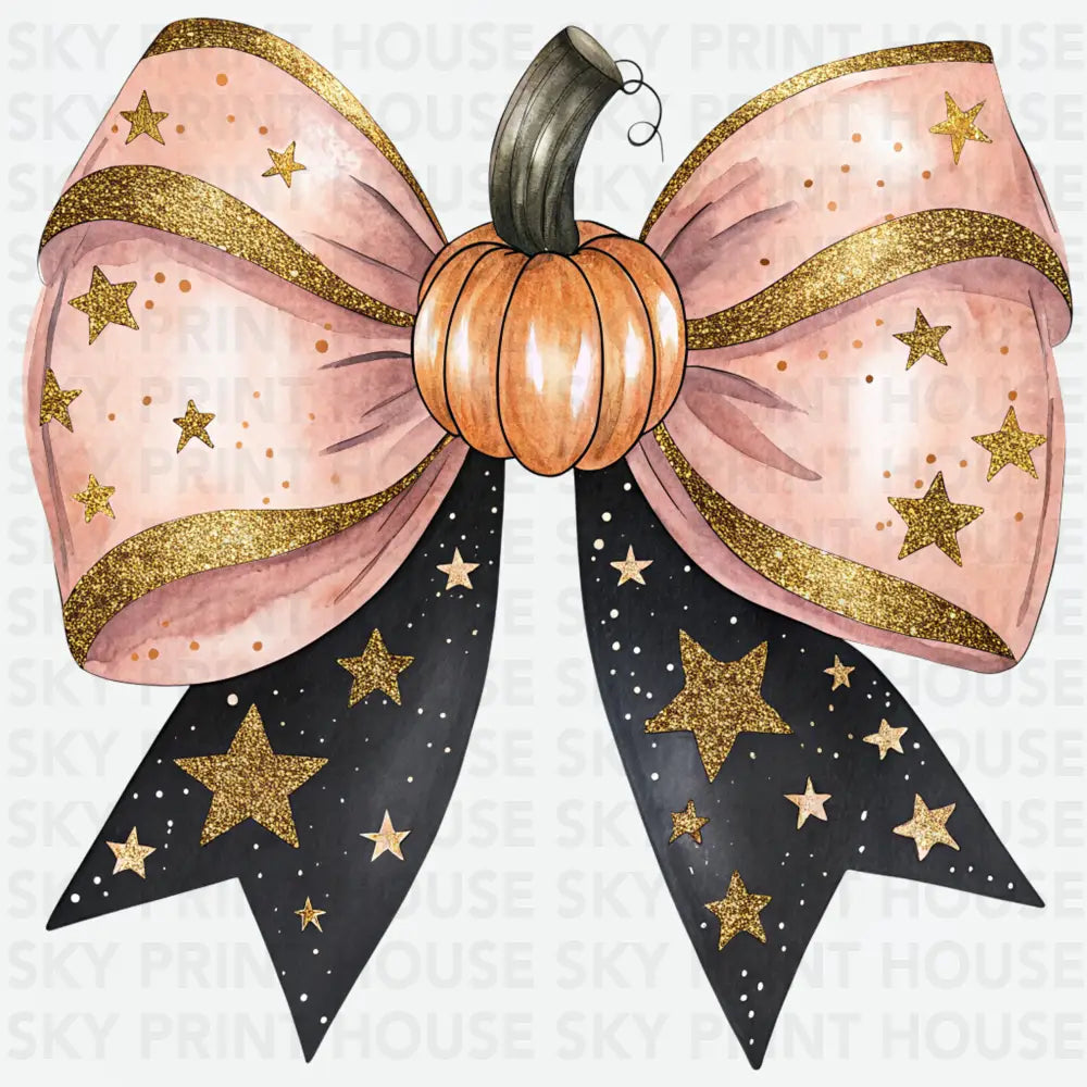 Pumpkin Bow Halloween Ready to Press DTF Transfer