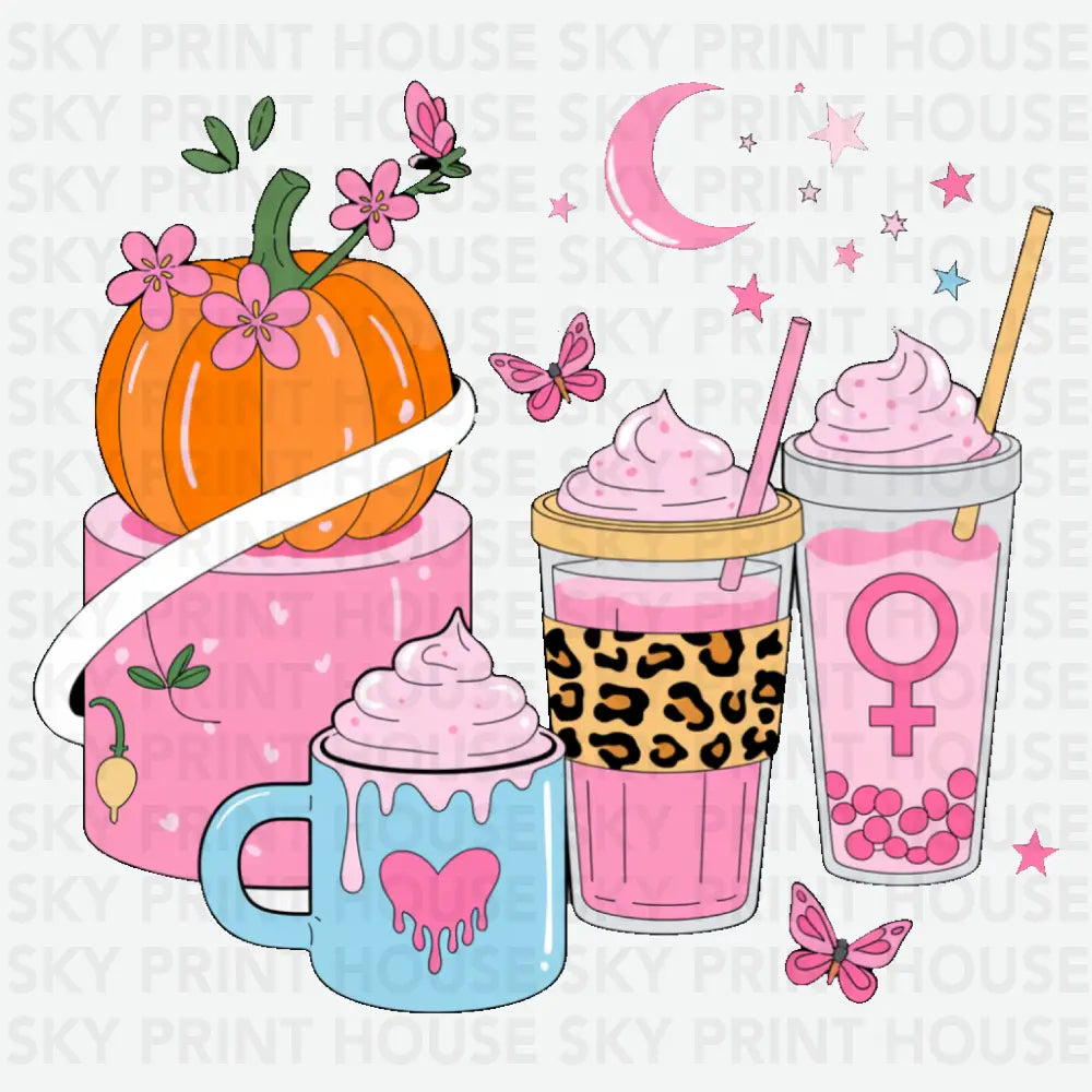 Pumpkin Drink Halloween Ready to Press DTF Transfer