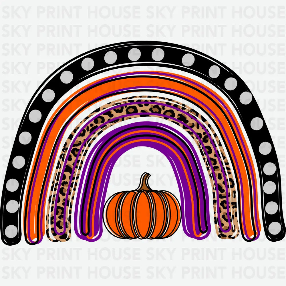 Pumpkin Leopard Rainbow Thanksgiving Ready to Press DTF Transfer