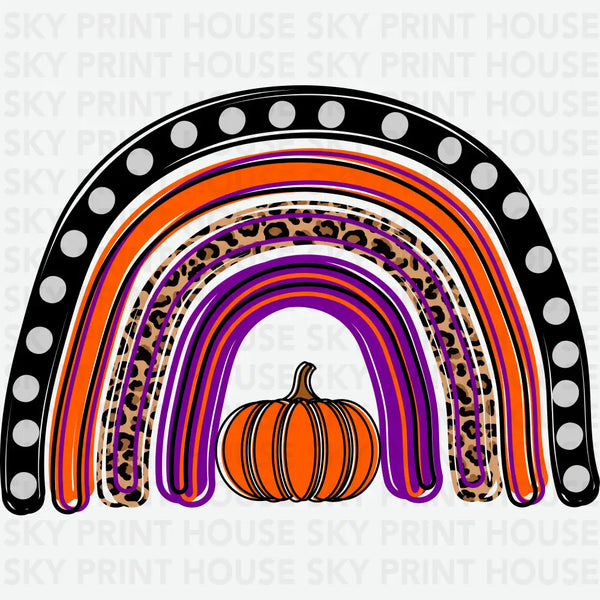 Pumpkin Leopard Rainbow - Thanksgiving Ready to Press DTF Transfer