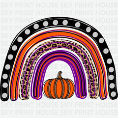 Pumpkin Leopard Rainbow Thanksgiving Ready to Press DTF Transfer
