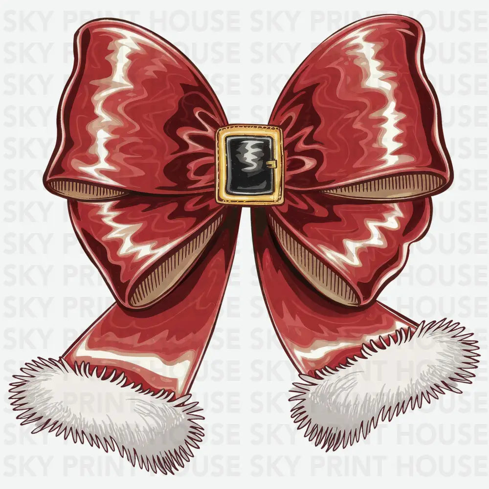 Red Santa Bow - Christmas Ready to Press DTF Transfer