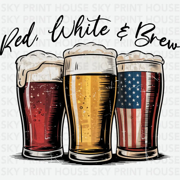 Red White Brew - 4th of July Ready to Press DTF Transfer