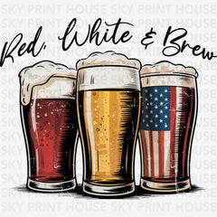 Red White Brew 4th of July Ready to Press DTF Transfer