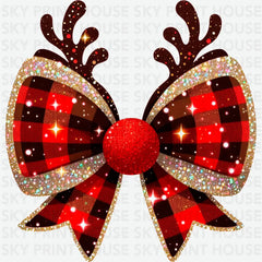 Reindeer Bow Christmas - Christmas Ready to Press DTF Transfer