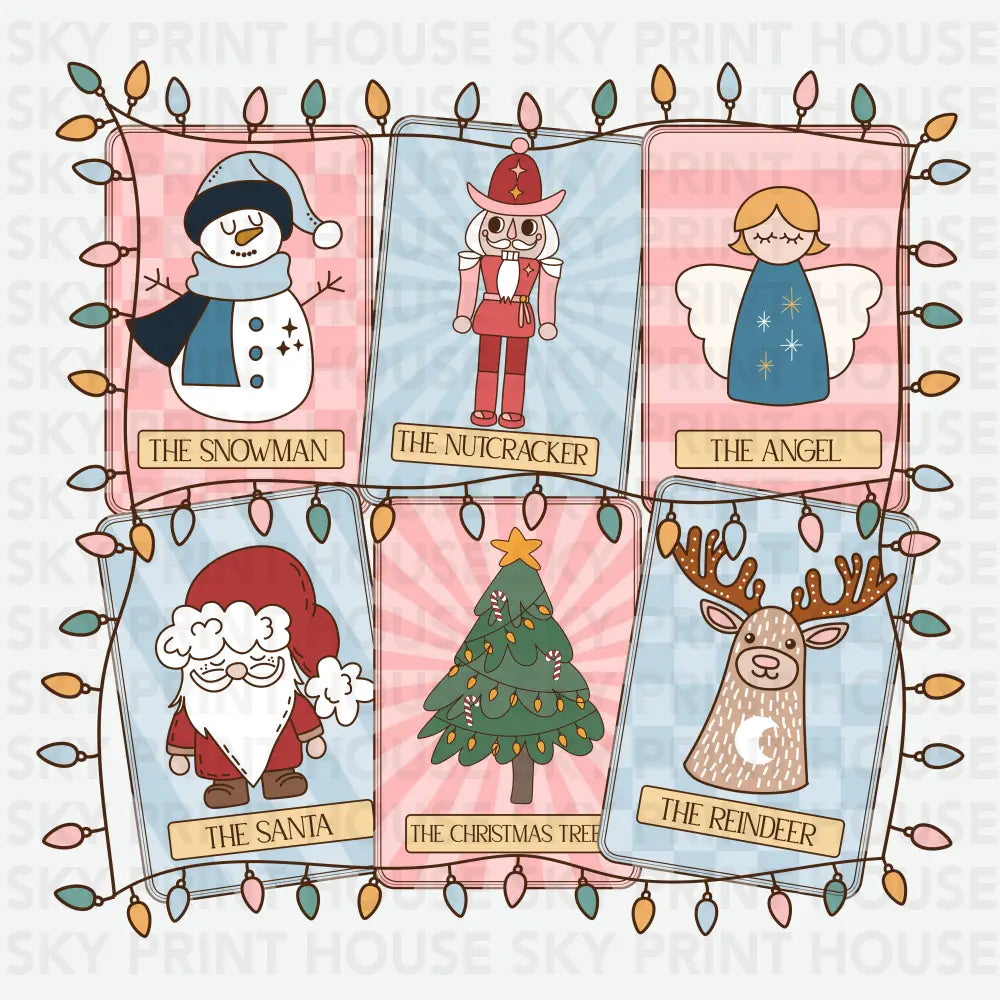 Retro Christmas Character Cards – Cute Holiday Ready to Press DTF Transfer