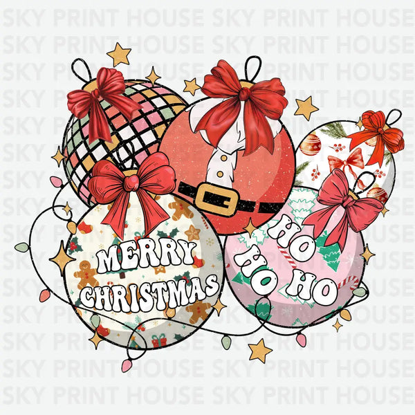 Retro Christmas Ornament - Christmas Ready to Press DTF Transfer