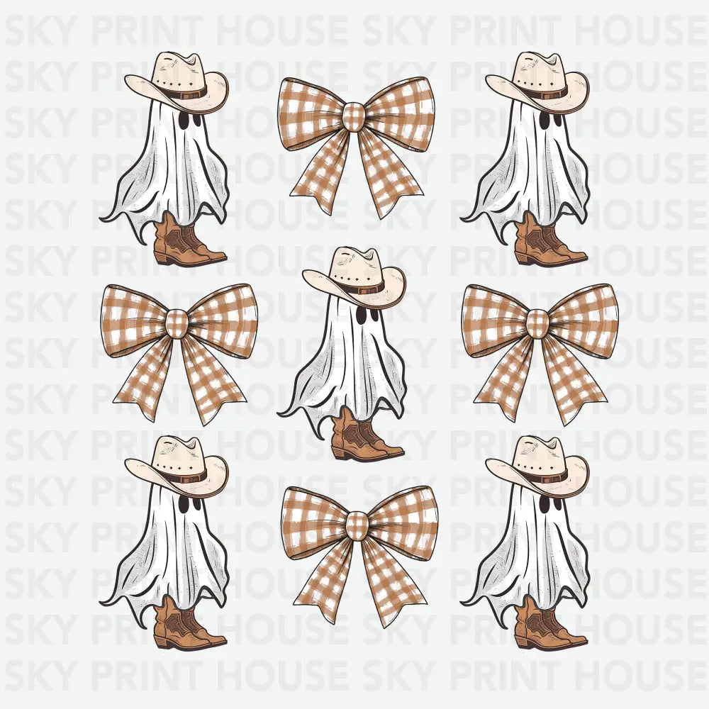 Retro Cowboy Ghost Coquette Halloween Ready to Press DTF Transfer