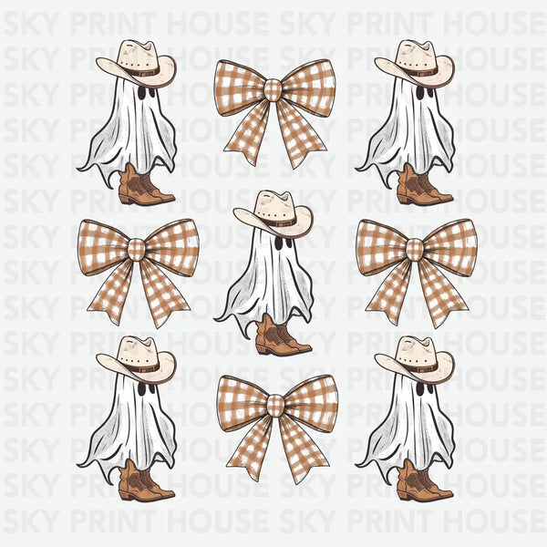 Retro Cowboy Ghost Coquette - Halloween Ready to Press DTF Transfer