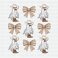 Retro Cowboy Ghost Coquette Halloween Ready to Press DTF Transfer