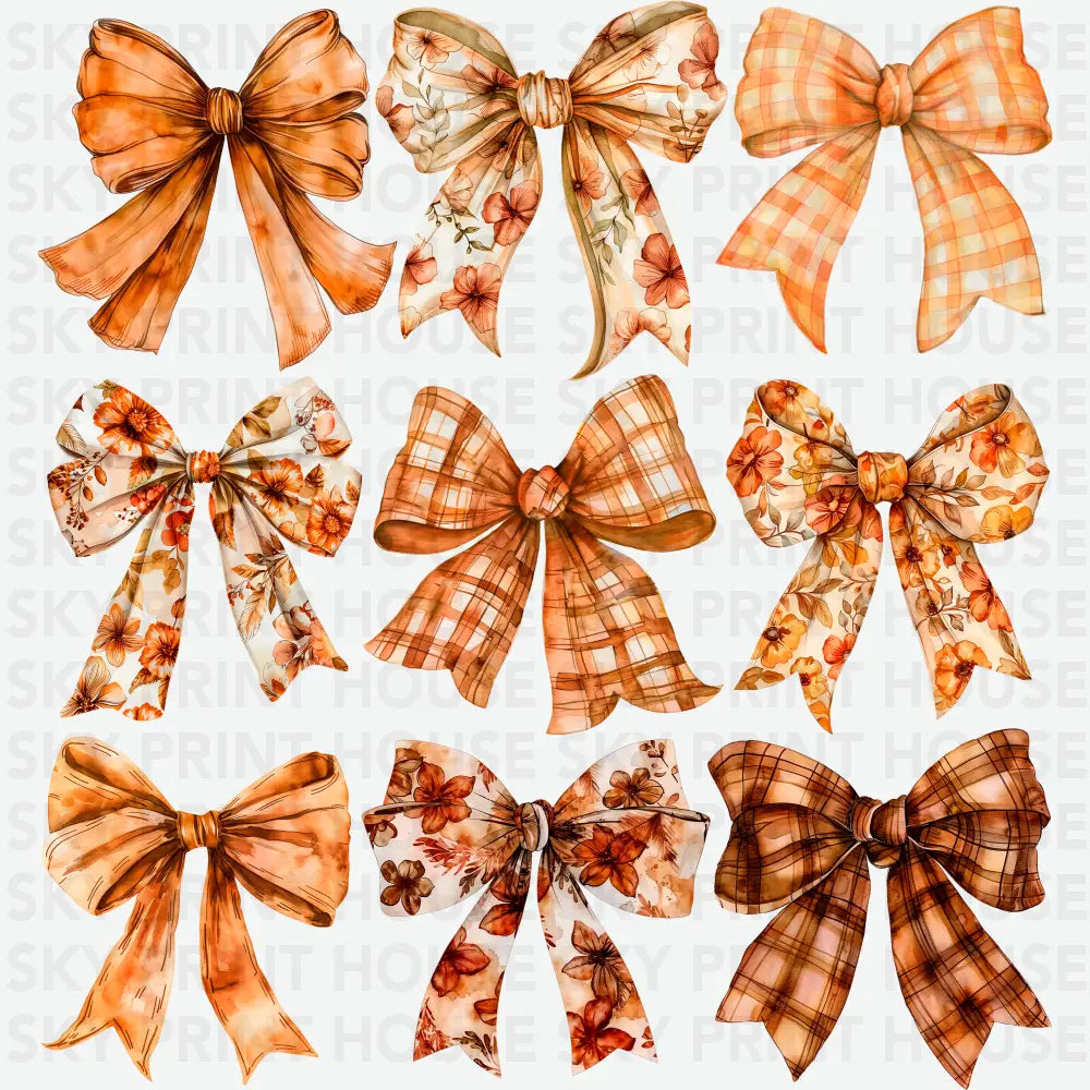 Retro Fall Coquette Bows Fall Ready to Press DTF Transfer