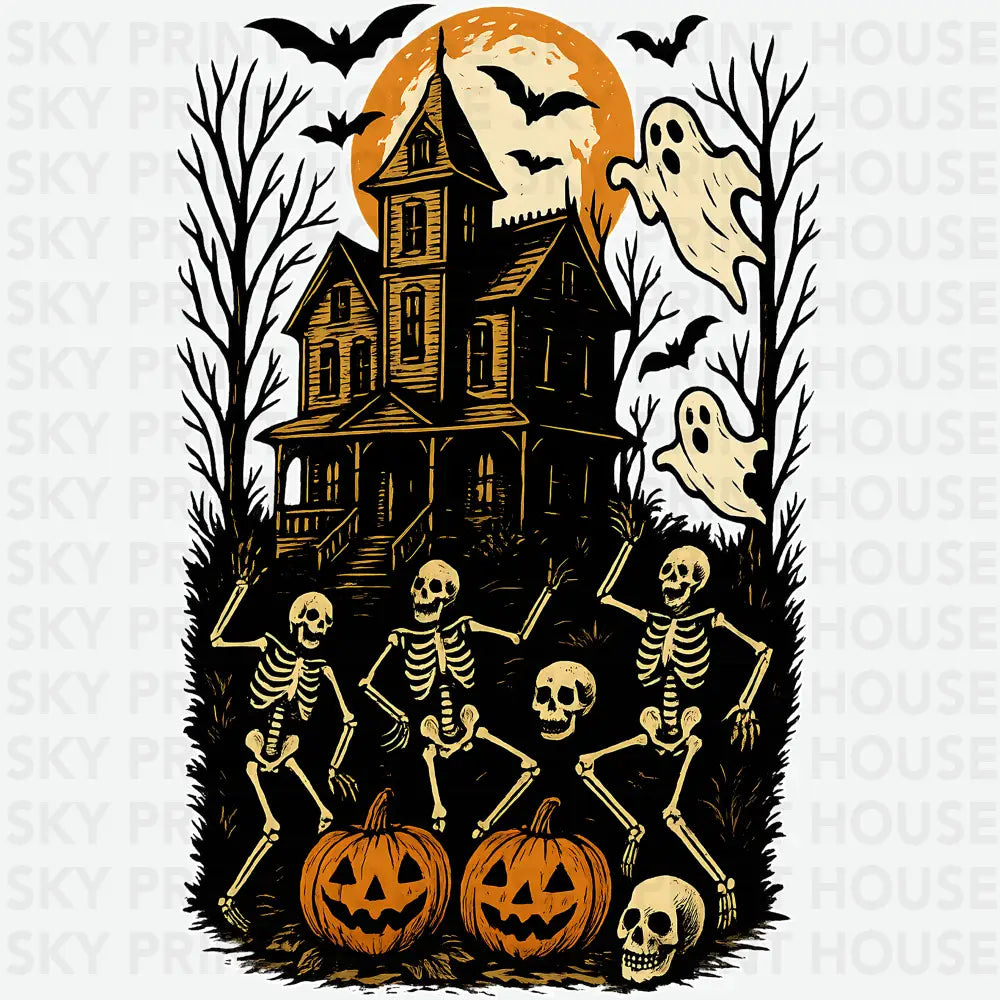 Retro Halloween Haunted House Art - Ready to Press DTF Transfer