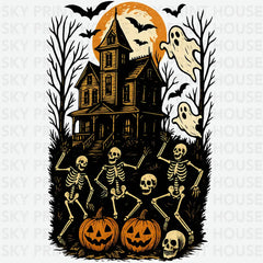 Retro Halloween Haunted House Art - Ready to Press DTF Transfer