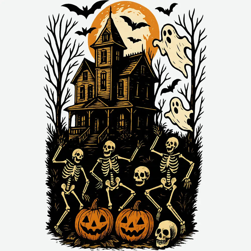 Retro Halloween Haunted House Art - Ready to Press DTF Transfer