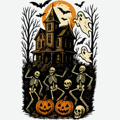 Retro Halloween Haunted House Art - Ready to Press DTF Transfer