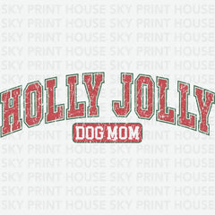 Retro Holly Jolly Dog Mom - Christmas Ready to Press DTF Transfer