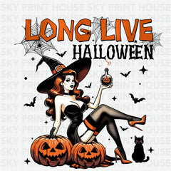 Retro Pin-Up Witch Halloween - Ready to Press DTF Transfer