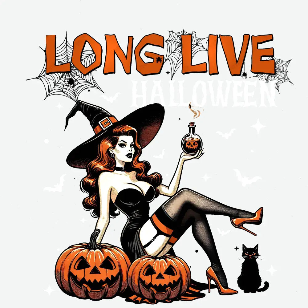 Retro Pin-Up Witch Halloween - Ready to Press DTF Transfer