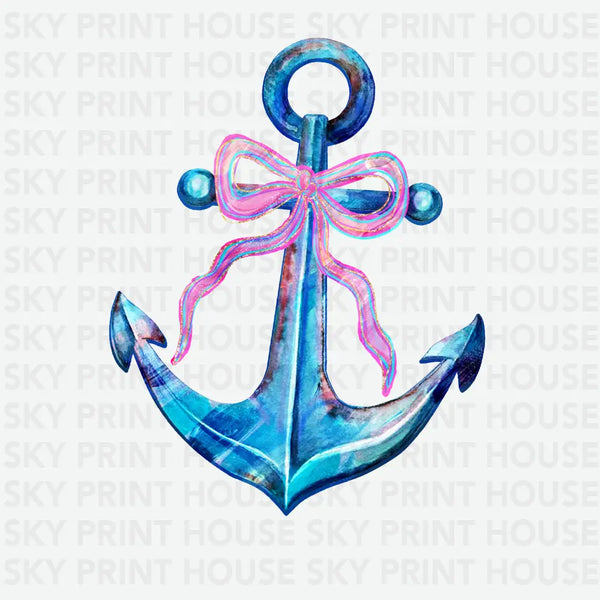 Sailor Anchor with Pink Coquette - Summer Ready to Press DTF Transfer