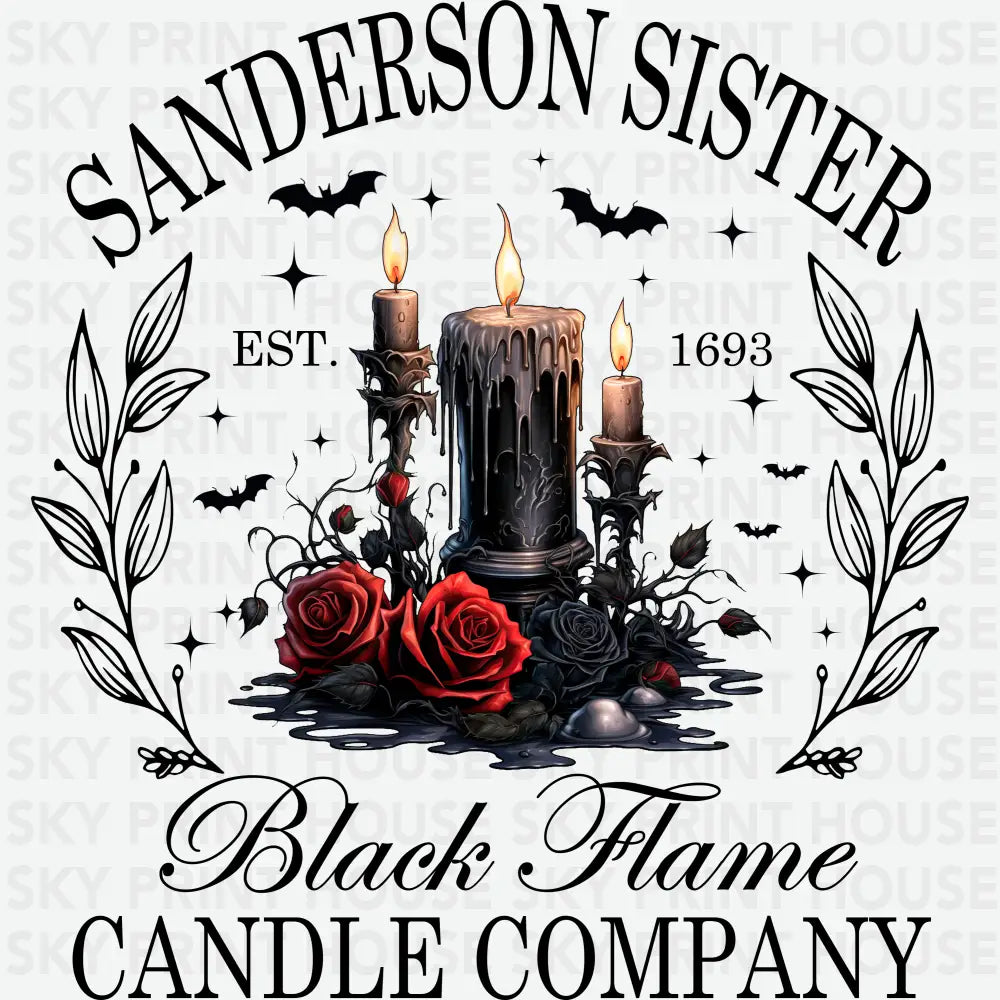 Sanderson Sister Black Flame Candle Company Halloween Ready to Press DTF Transfer
