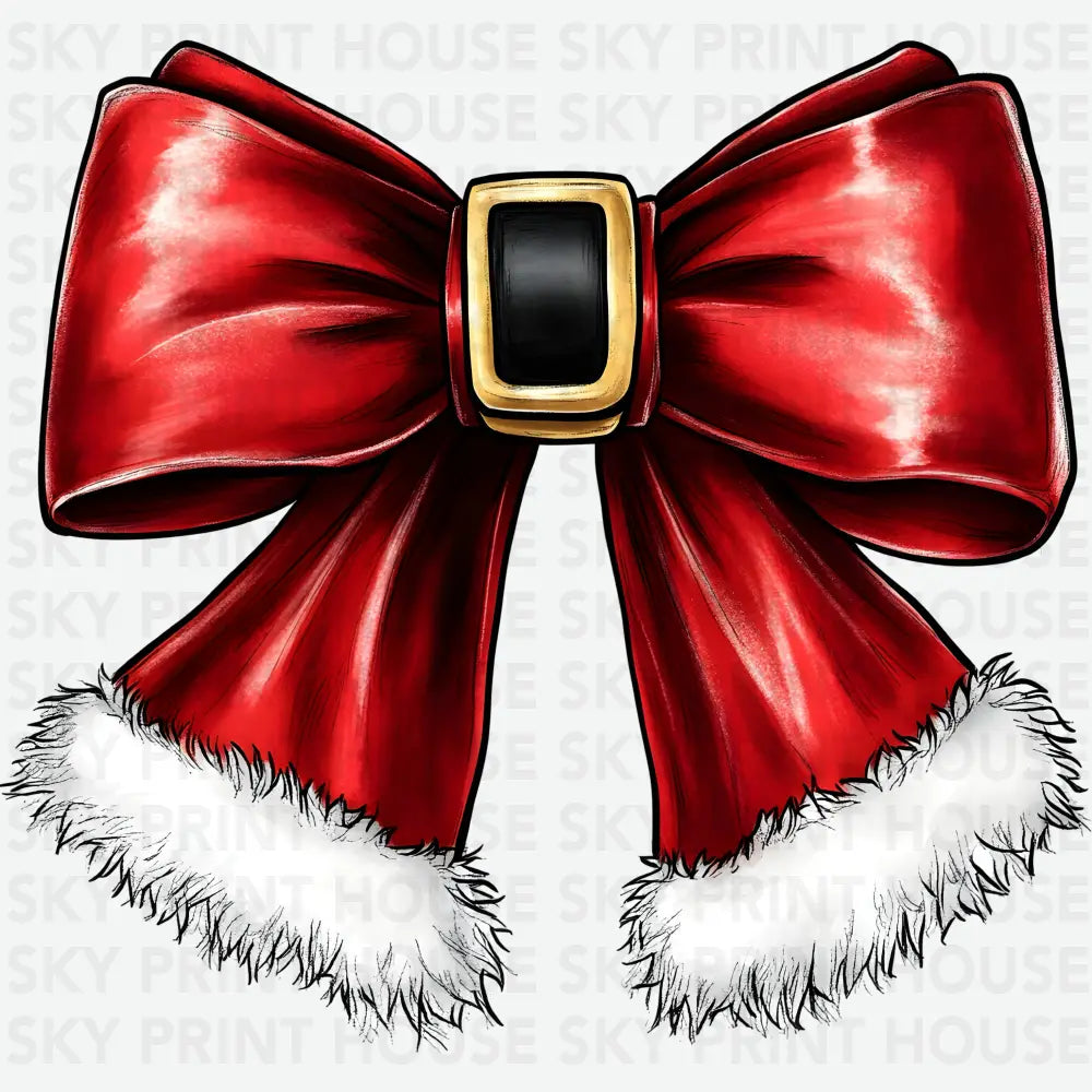 Santa Bow - Christmas Ready to Press DTF Transfer