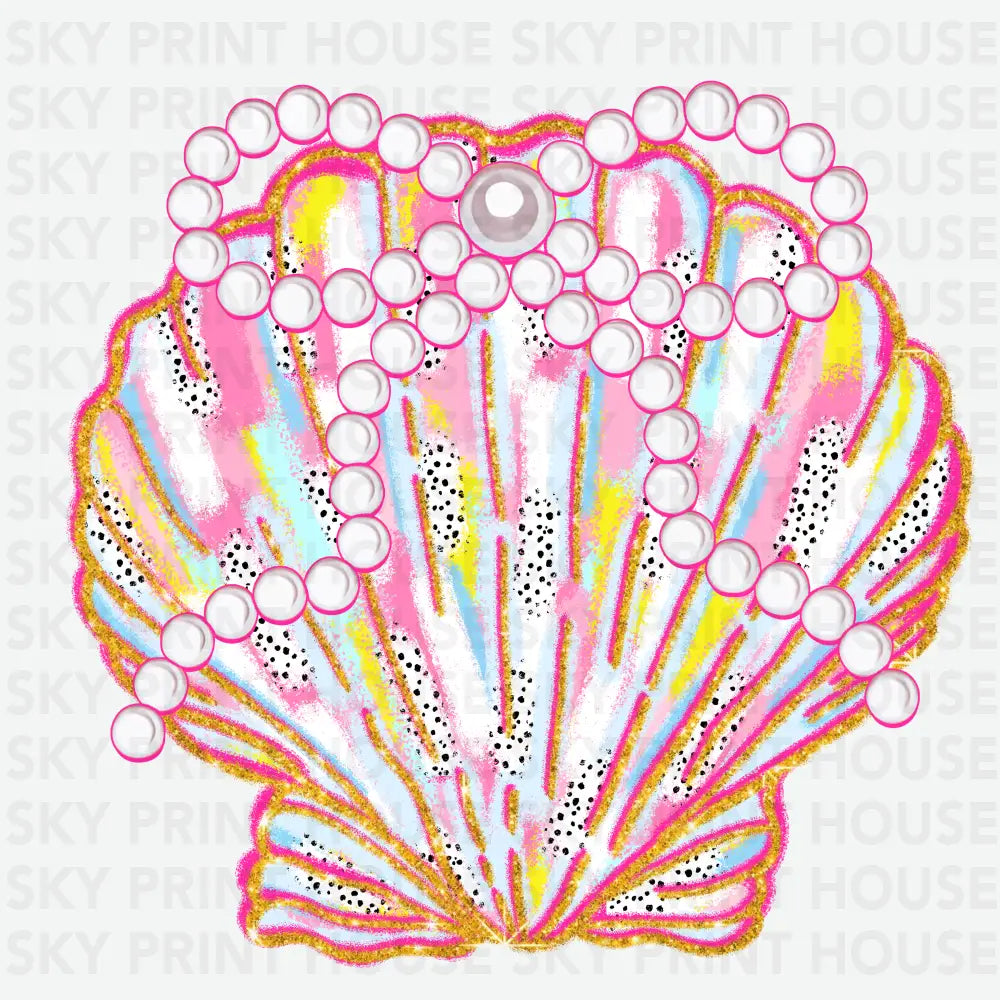 Shell with Pearl Coquette Summer Ready to Press DTF Transfer