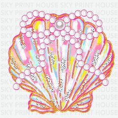 Shell with Pearl Coquette Summer Ready to Press DTF Transfer