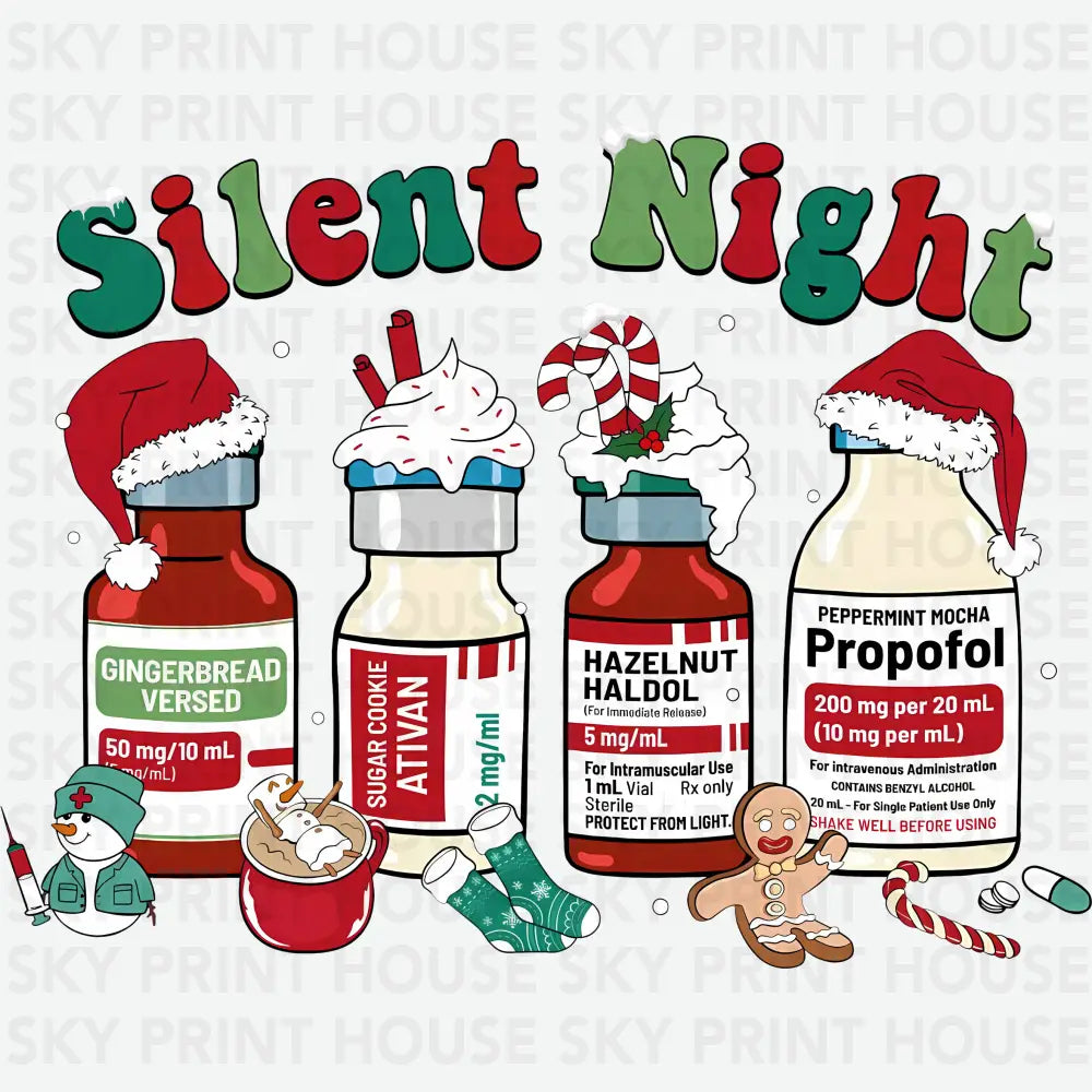 Silent Night Medical Christmas - Ready to Press DTF Transfer