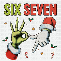 Six Seven 6 7 67 Meme Christmas Xmas - Ready to Press DTF Transfer