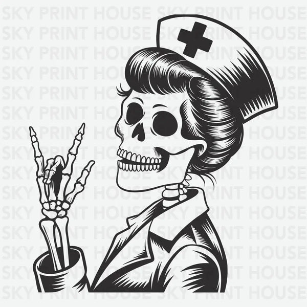 Skeleton Nurse - Halloween Ready to Press DTF Transfer
