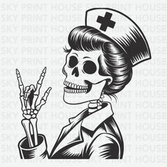 Skeleton Nurse Halloween Ready to Press DTF Transfer
