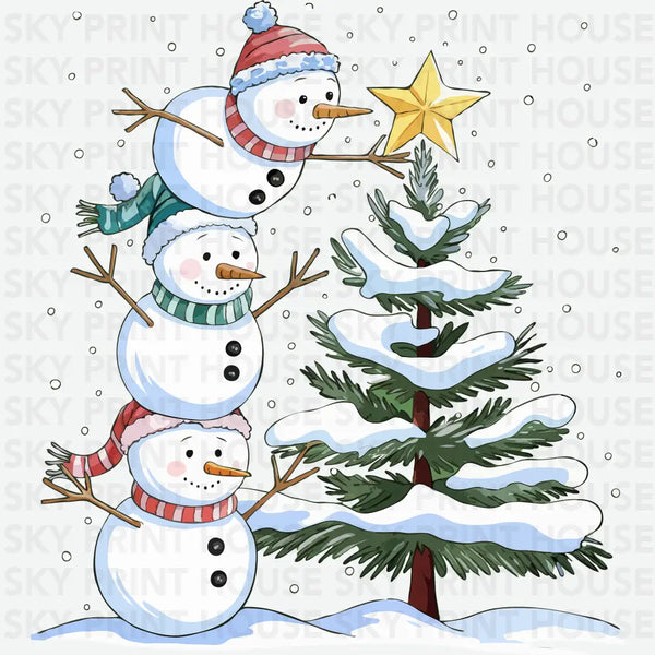 Snowman Christmas Tree - Christmas Ready to Press DTF Transfer