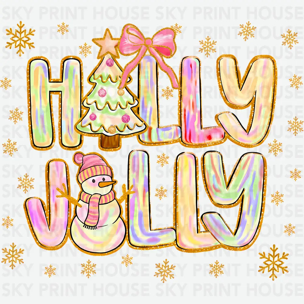 Snowman Holly Jolly - Christmas Ready to Press DTF Transfer