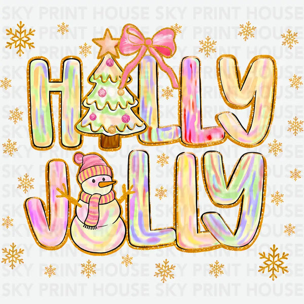 Snowman Holly Jolly - Christmas Ready to Press DTF Transfer