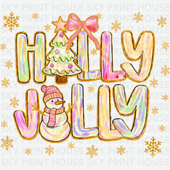 Snowman Holly Jolly - Christmas Ready to Press DTF Transfer