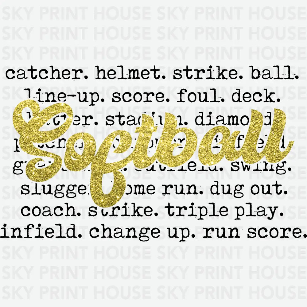 Softball Definition Game Day Ready to Press DTF Transfer