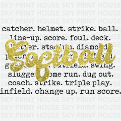 Softball Definition Game Day Ready to Press DTF Transfer