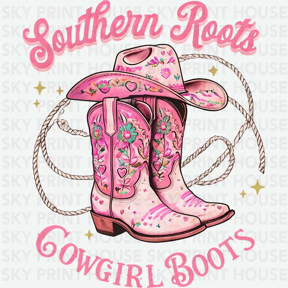 Southern Roots Cowgirl Boots Western Ready to Press DTF Transfer