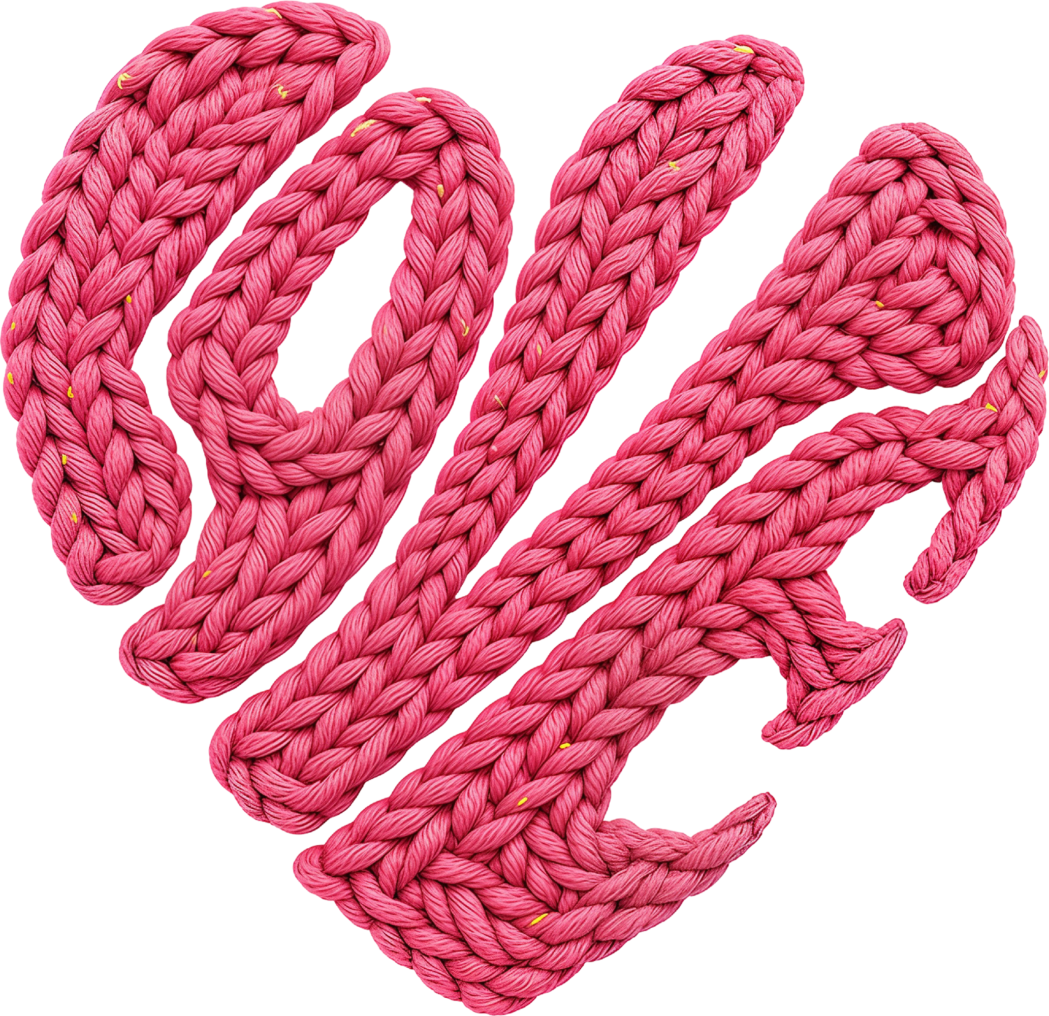 Faux Yarn Crochet Valentine Pink Love Heart - Valentines Day Ready to Press DTF Transfer