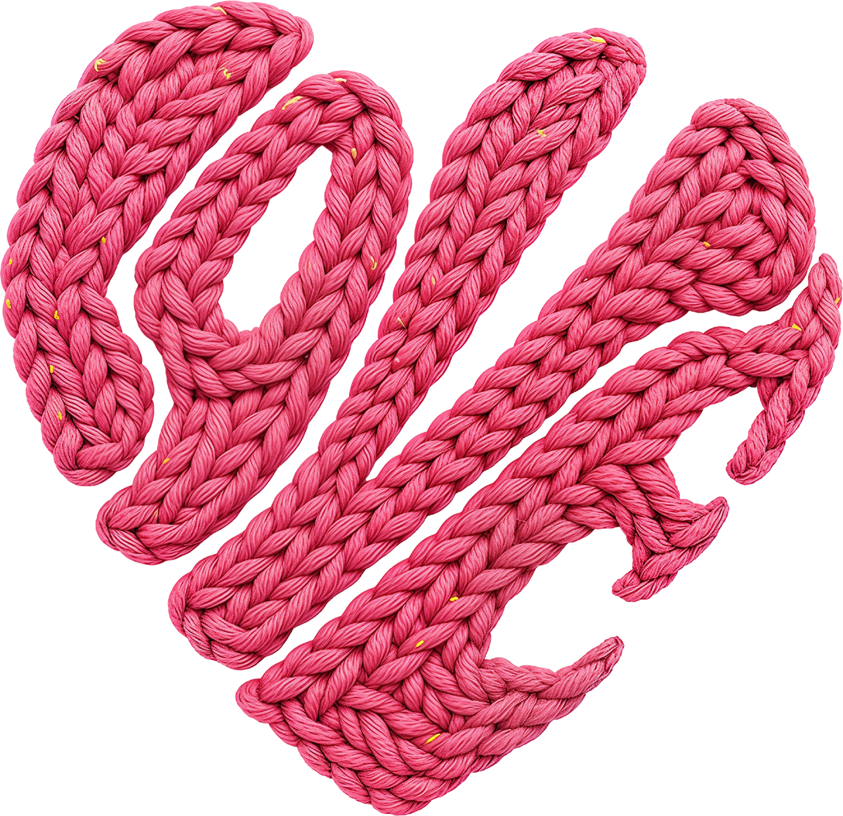 Faux Yarn Crochet Valentine Pink Love Heart - Valentines Day Ready to Press DTF Transfer